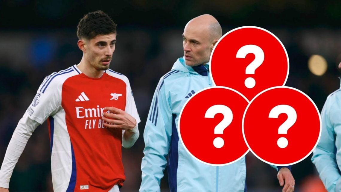 Kai Havertz of Arsenal. Inset, three question marks.