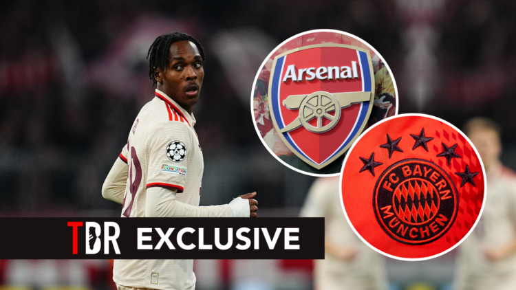 Mathys Tel (Bayern Munich) looks on during the Champions League MD8 match between Bayern Munich and Slovan Bratislava in Allianz Arena with a TBR F...
