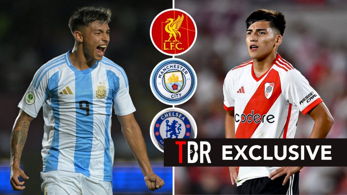 Split image of Agustin Ruberto and Ian Subiabre. Inset, LFC, Man City, and Chelsea badges.