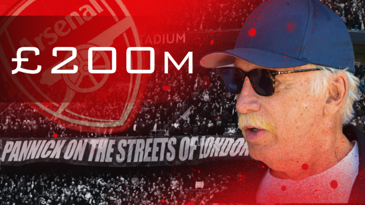 Arsenal owner Stan Kroenke superimposed over Man City's Etihad Stadium