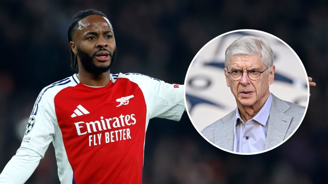 Raheem Sterling looks frustrated. Inset, Arsene Wenger.