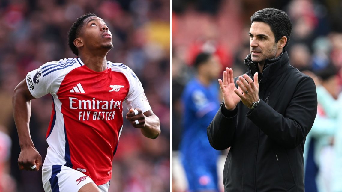 Split image of Arsenal Manager Mikel Arteta clapping the fans after the Premier League match between Arsenal FC and Chelsea FC, and Myles Lewis-Ske...
