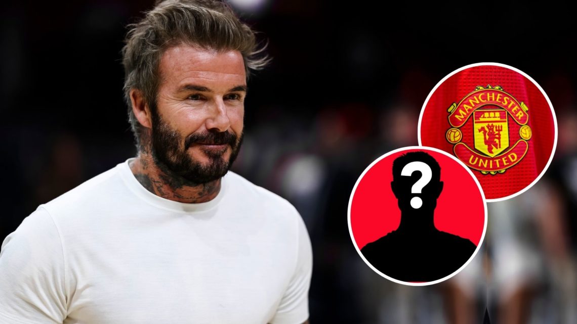 Image of Former soccer player David Beckham looks on after the game between the Miami Heat and the Indiana Pacers at Kaseya Center with inset of th...