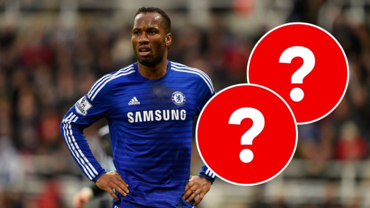 Didier Drogba of Chelsea looks on during the Barclays Premier League match between Newcastle United and Chelsea (2014), with two insets of question...