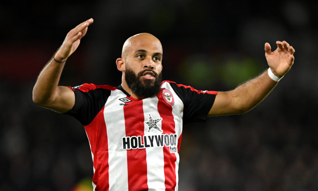 Bryan Mbeumo during a Premier League clash between Brentford and Newcastle.