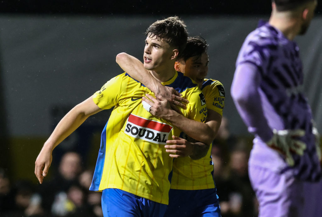 Tottenham defender Luka Vuskovic celebrates goal on loan at Westerlo.