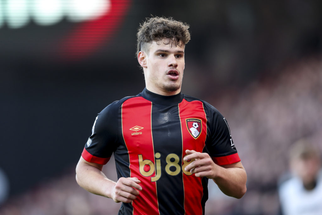 Milos Kerkez during the Premier League clash between Bournemouth and Wolves.