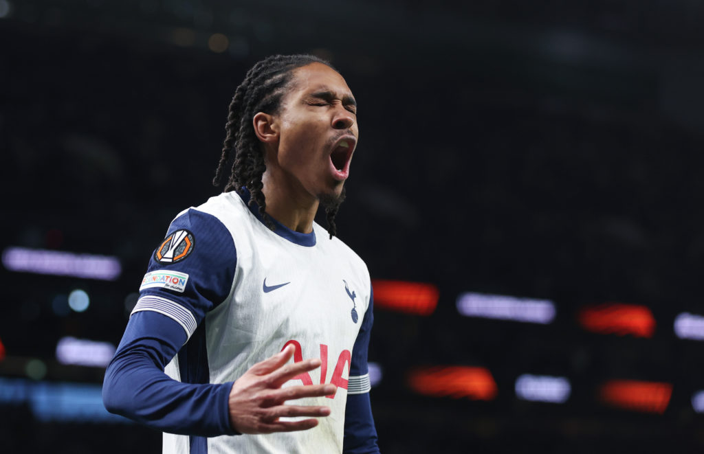 Tottenahm's Djed Spence celebrates vs AZ Alkmaar