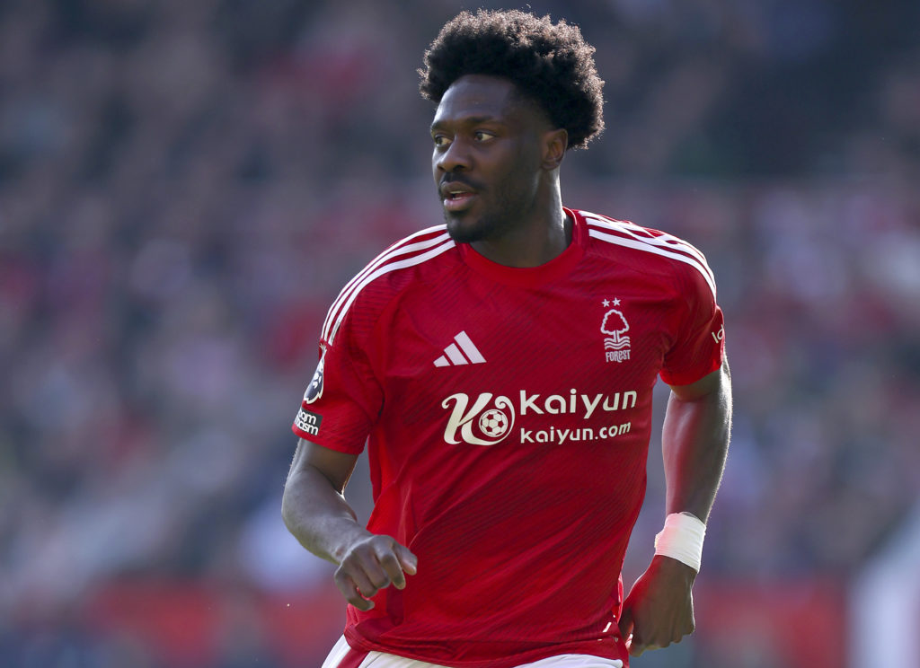 Ola Aina in action for Nottingham Forest FC v Manchester City FC