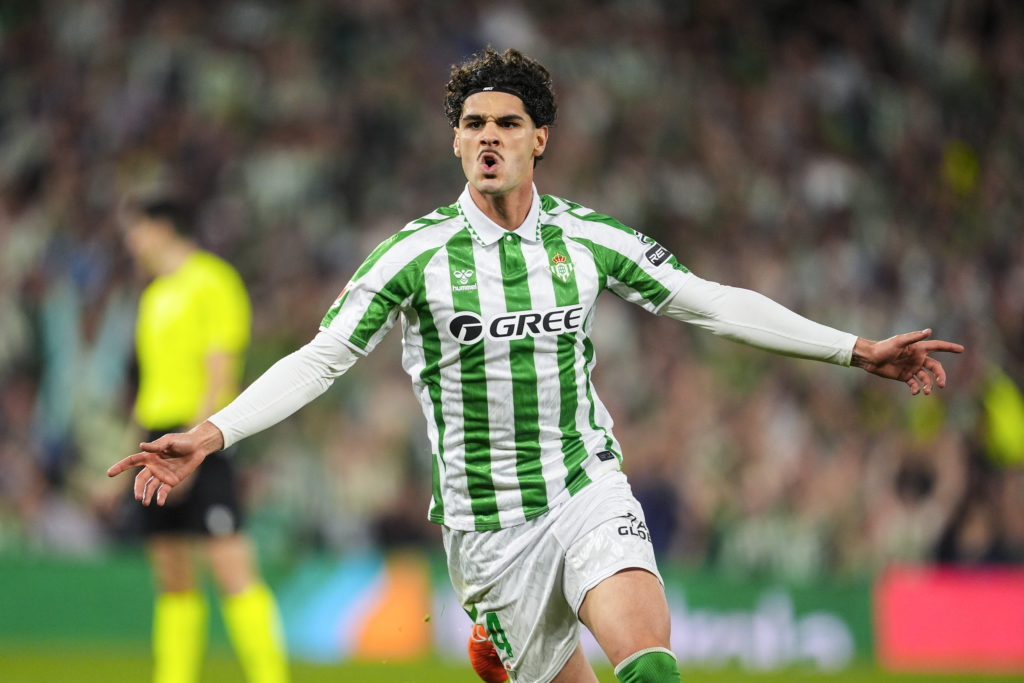 Johnny Cardoso celebrates during Real Betis V Sevilla Fc - Laliga Ea Sports