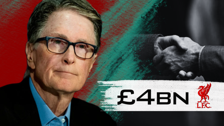 Liverpool and FSG owner John Henry composite image with handshake illustration and '£4bn' wordage