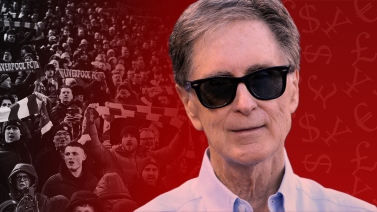 Liverpool owner John Henry superimposed over a black and white image of fans