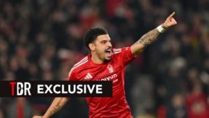 Morgan Gibbs-White of Nottingham Forest celebrates victory during the Emirates FA Cup Fifth Round match between Nottingham Forest and Ipswich Town at the City Ground in Nottingham, England, on March 3, 2025.