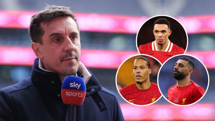 Sky Sports pundit Gary Neville looks on prior to the Premier League match between Tottenham Hotspur FC and Manchester United FC at Tottenham Hotspu...