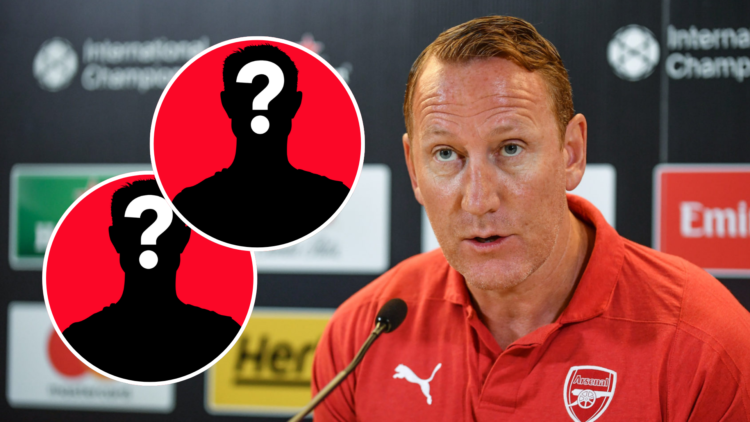 An image of Arsenal legend Ray Parlour speaking with two insets of a mystery player.