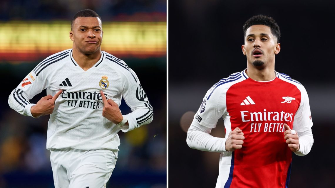 Split image of Kylian Mbappe and William Saliba