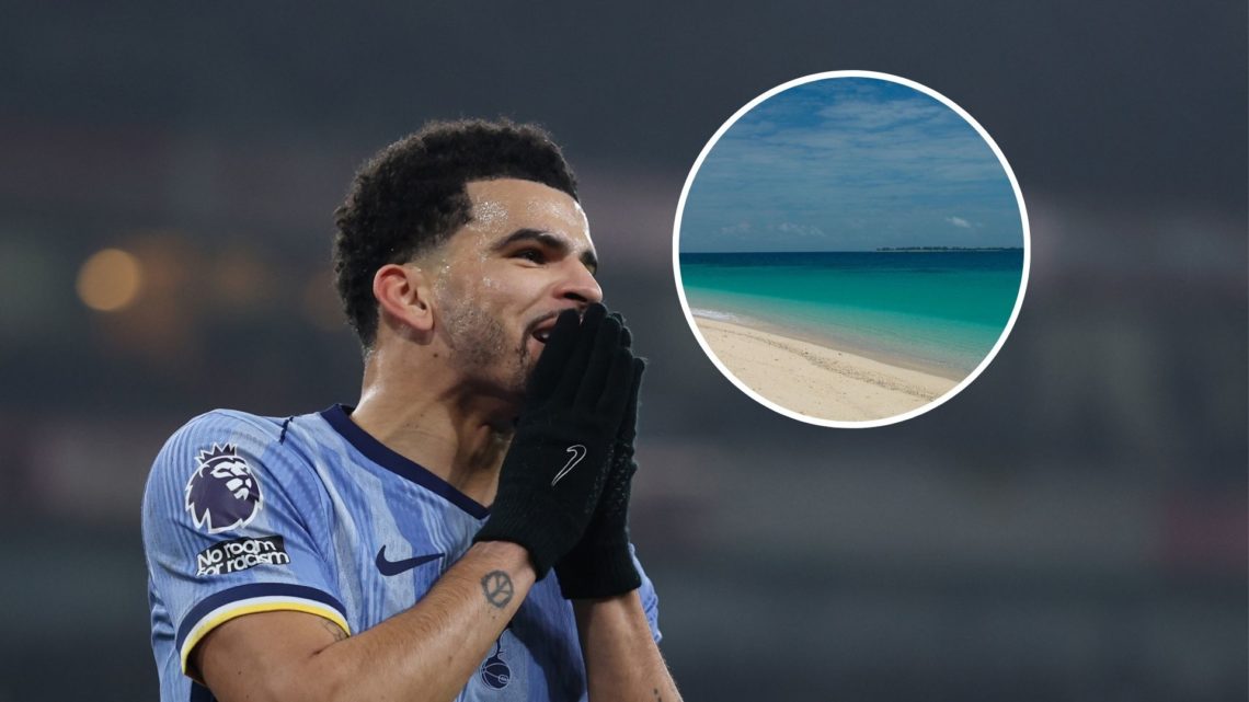 Dominic Solanke with inset of a beach