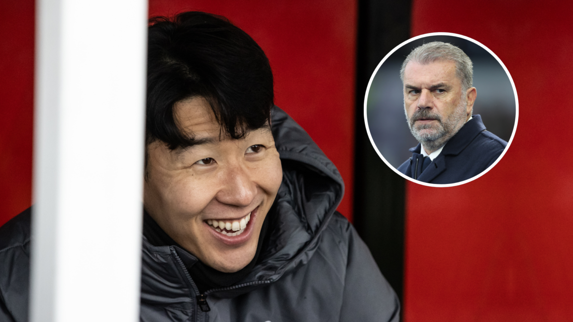 Tottenham Hotspur's Son Heung-Min. Inset of Ange Postecoglou.