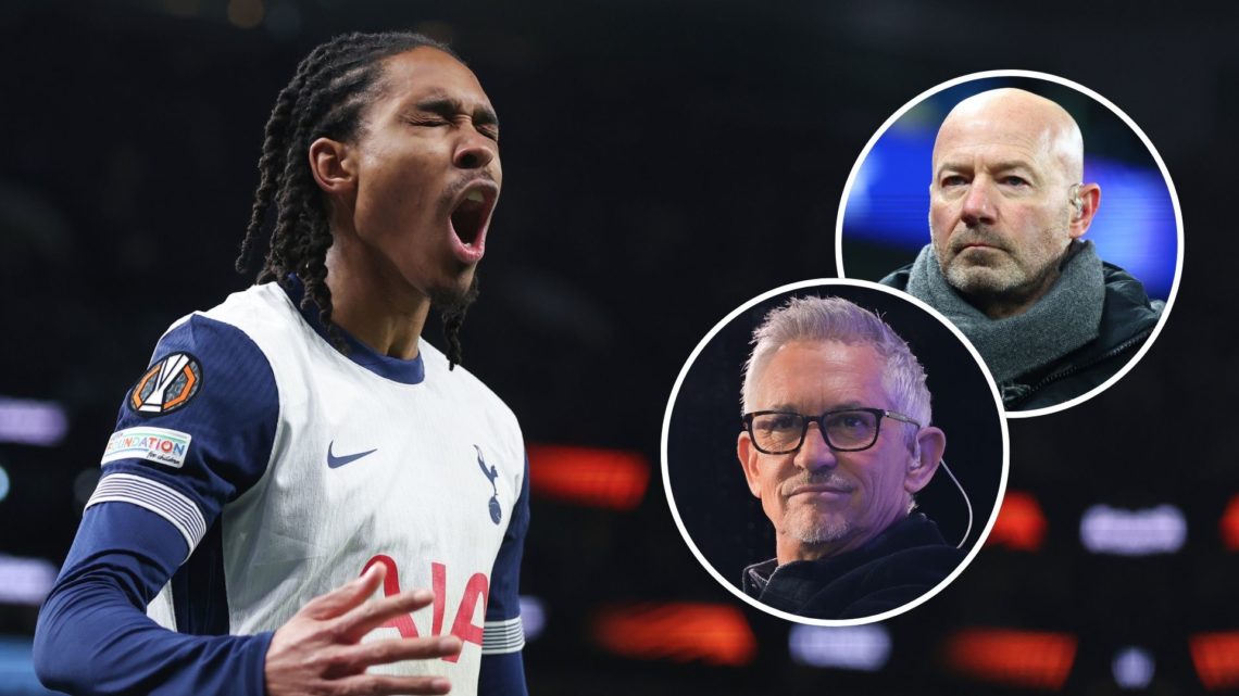 Tottenham Hotspur's Djed Spence celebrates after his side had scored their third goal during the UEFA Europa League 2024/25 Round of 16 Second Leg ...