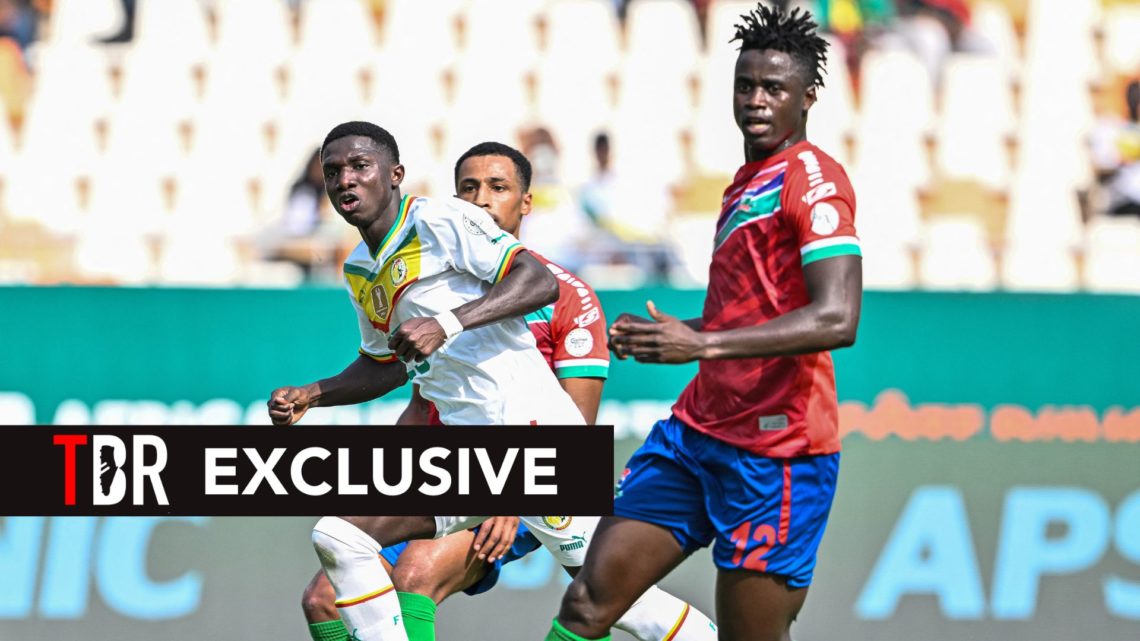 Senegal's midfielder #25 Lamine Camara (C) celebrates after scoring his team's second goal during the Africa Cup of Nations (CAN) 2024 group C foot...