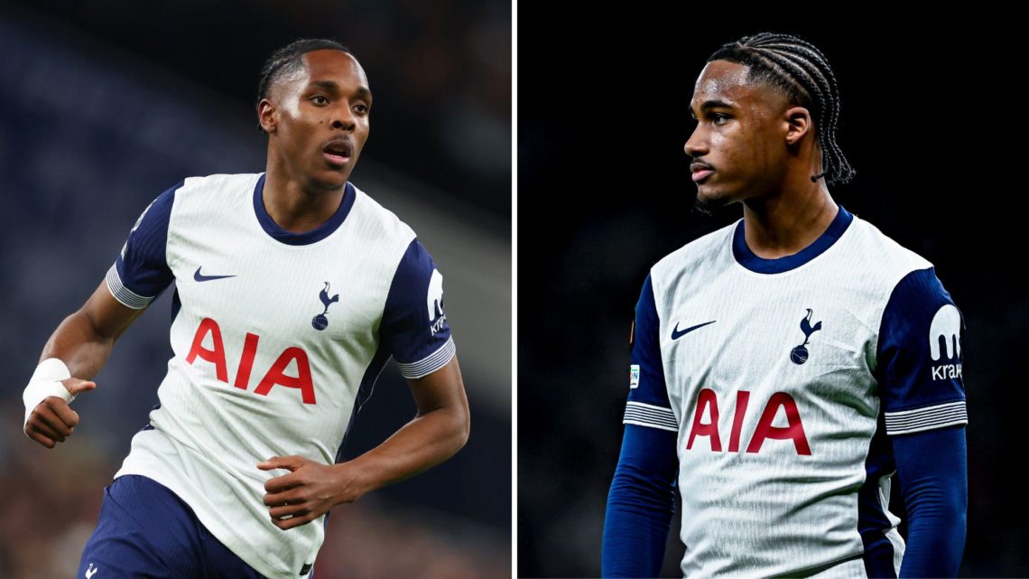 Two-way split image of Tottenham duo Mathys Tel (left) and Wilson Odobert (right)