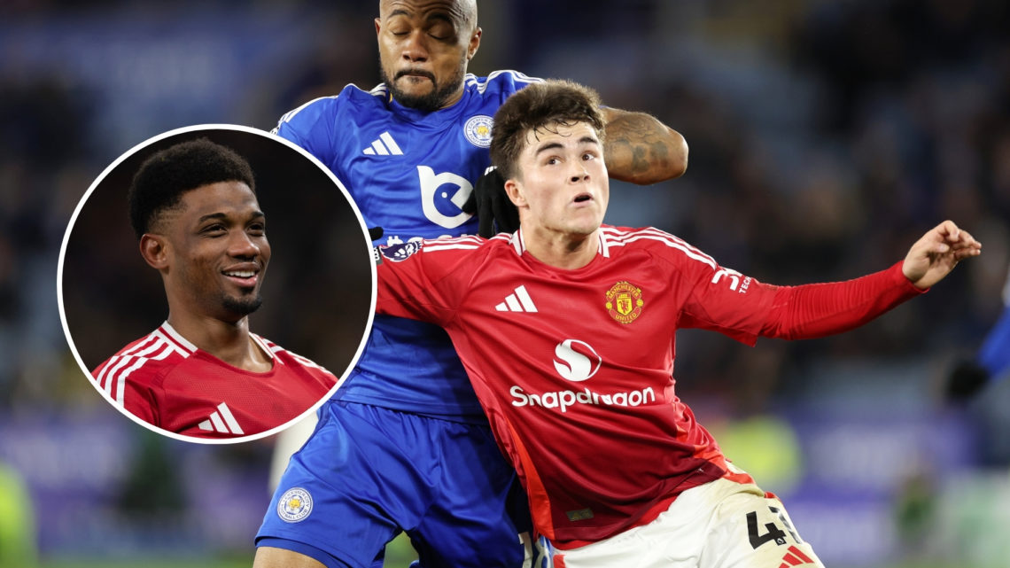 Harry Amass of Manchester United during the Premier League match between Leicester City and Manchester United at King Power Stadium on March 16, 20...