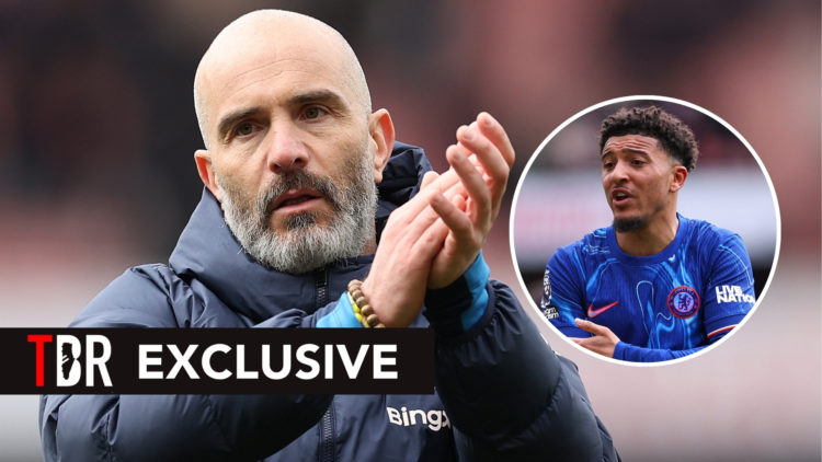 TBR Exclusive: Enzo Maresca looking somewhat pensive, with an inset of Jadon Sancho looking disappointed.