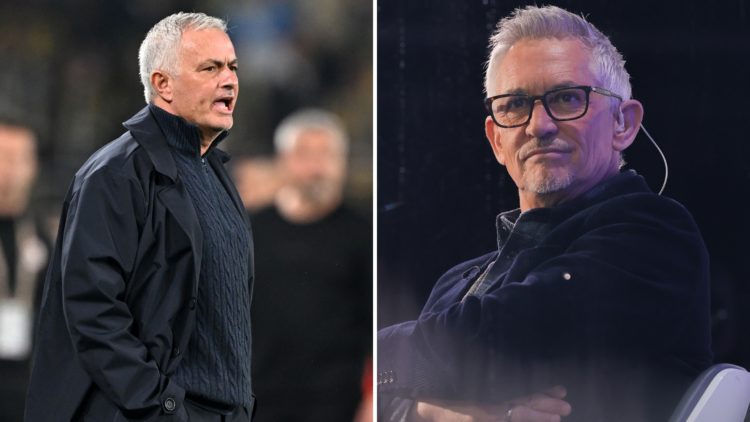 Split image of José Mourinho (left) and Gary Lineker (right).