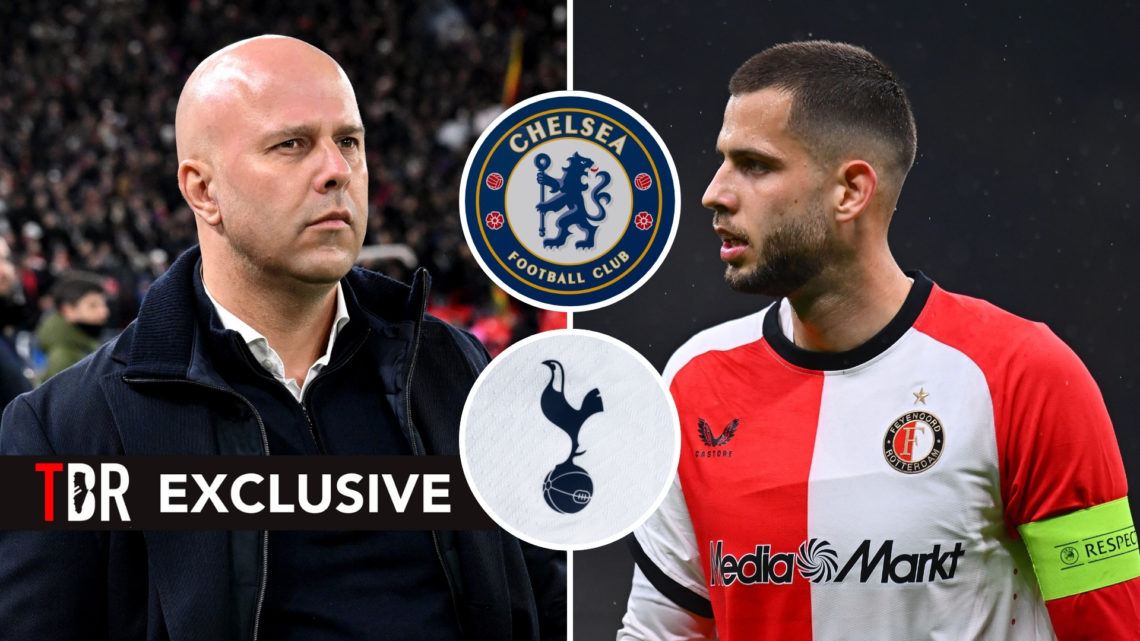 TBR Exclusive: Split image of Arne Slot, Manager of Liverpool, looking on, and Hancko during a Champions League game. Two inset images feature the ...