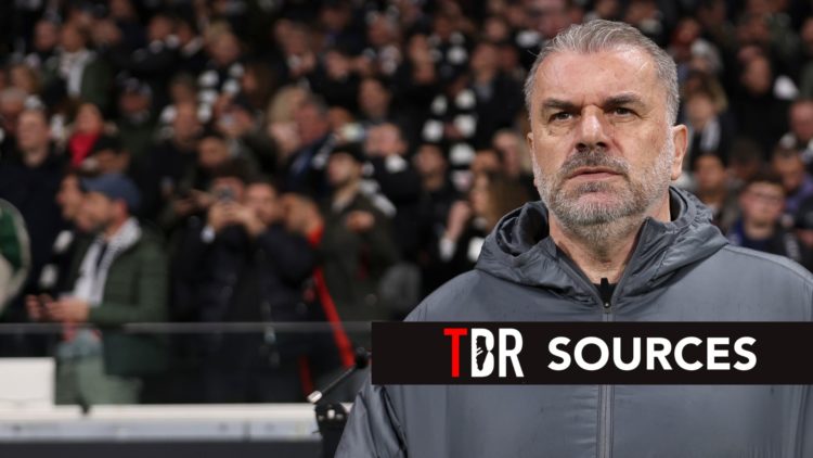 Ange Postecoglou manager of Tottenham Hotspur looks on prior to the UEFA Europa League 2024/25 Quarter Final Second Leg match. Overlaid, the TBR So...