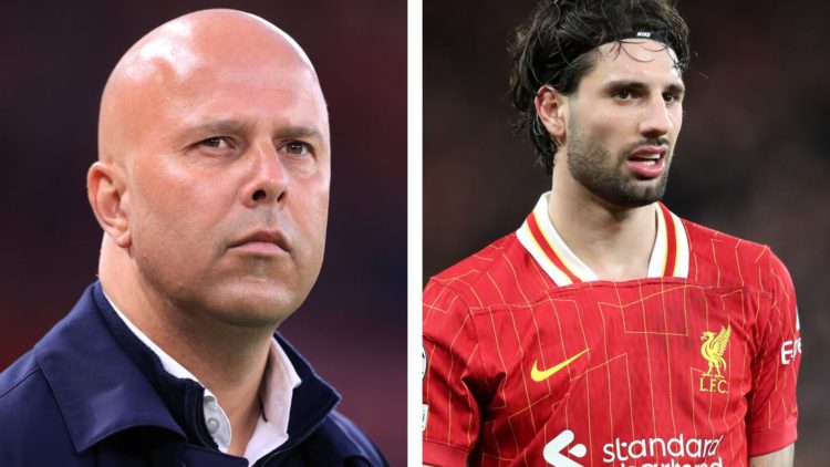 Split Image of Liverpool manager Arne Slot and Dominik Szoboszlai