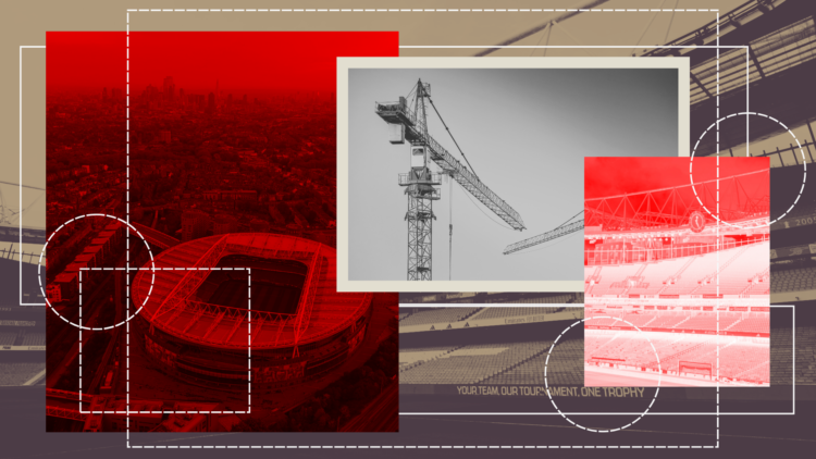 Illustration image of Arsenal's Emirates Stadium, with general pictures of the arena overlapping