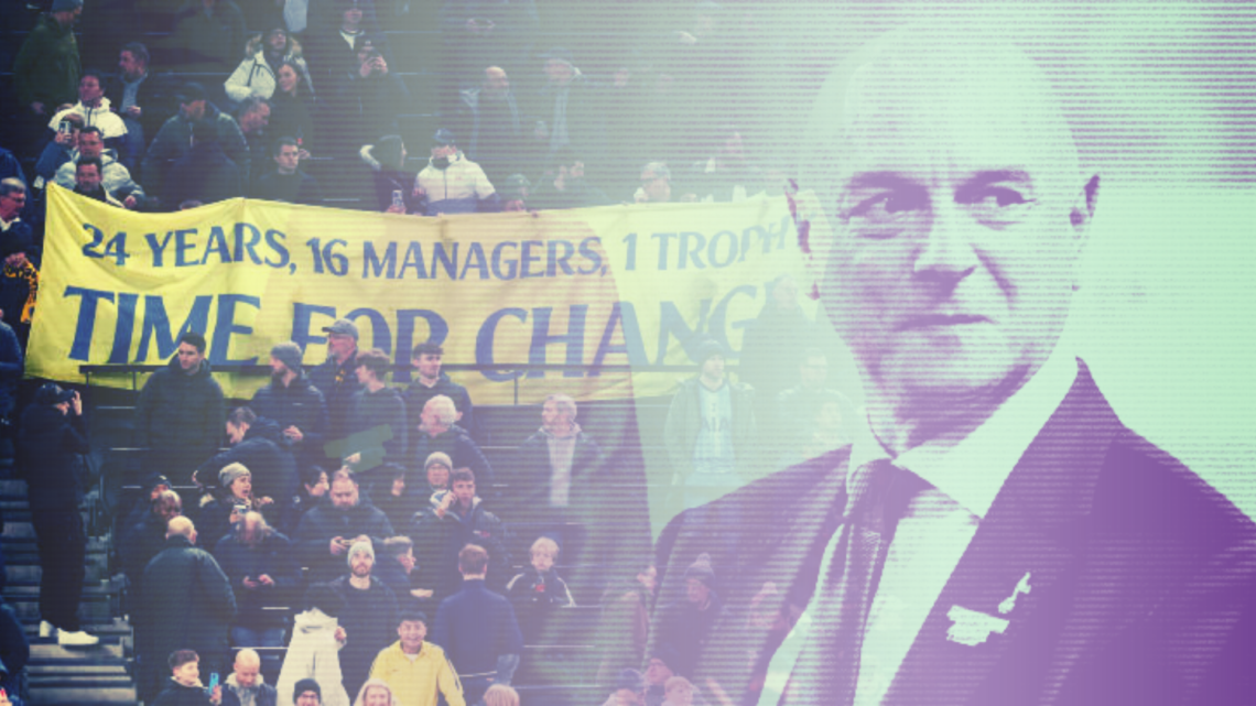 Daniel Levy and Tottenham protests composite image