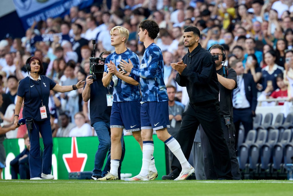 Lucas Bergvall and Archie Gray before Tottenham Hotspur v FC Bayern Munich - Pre-Season Friendly