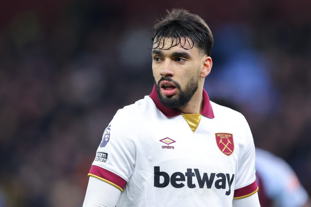 Lucas Paqueta looking on during a West Ham game