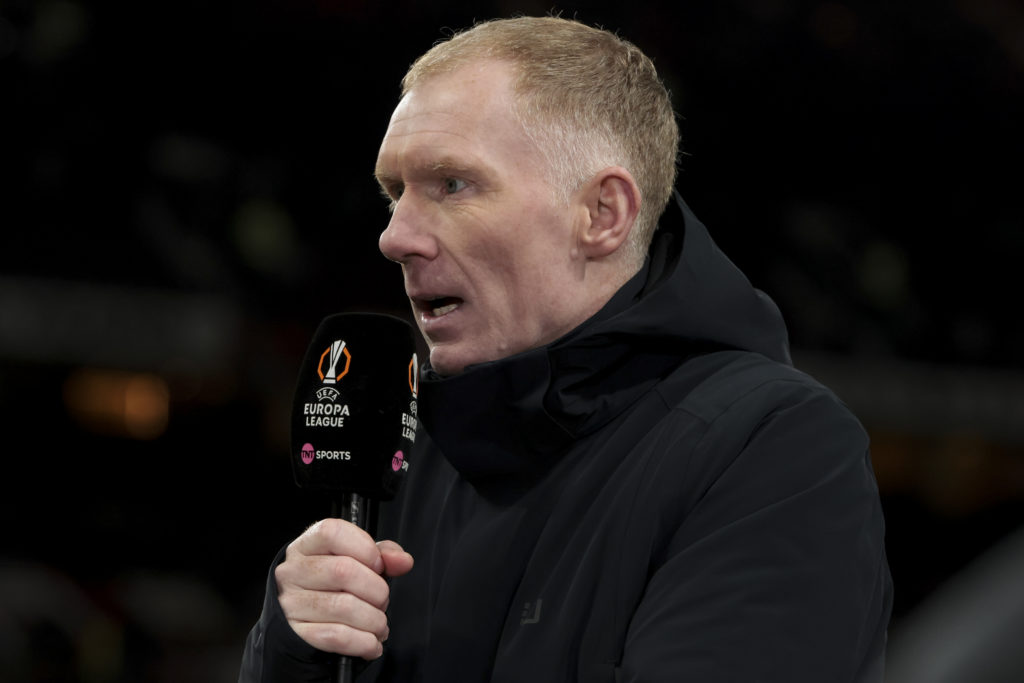 Paul Scholes doing punditry for a Europa League game
