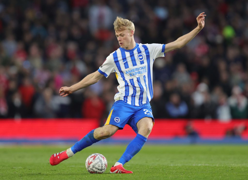 Jan Paul van Hecke of Brighton & Hove Albion during the Emirates FA Cup Quarter Final match between Brighton & Hove Albion and Nottingham Forest at Amex Stadium on March 29, 2025