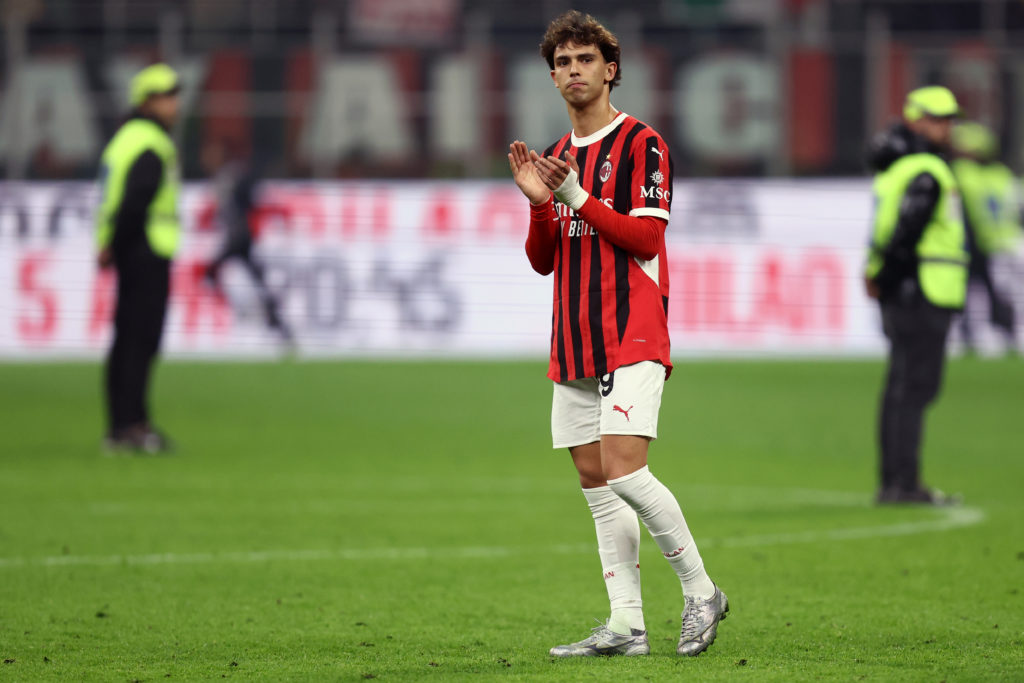 Joao Felix of Ac Milan greets the fans at the end of the