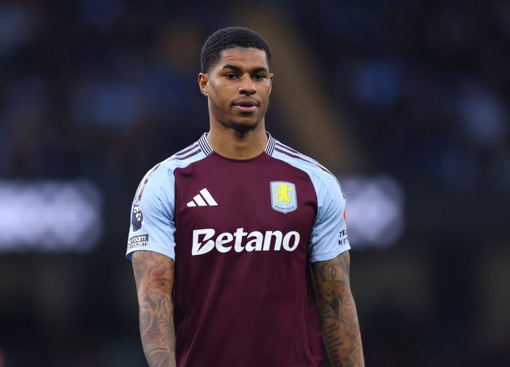 Marcus Rashford during a Premier League match for Aston Villa.