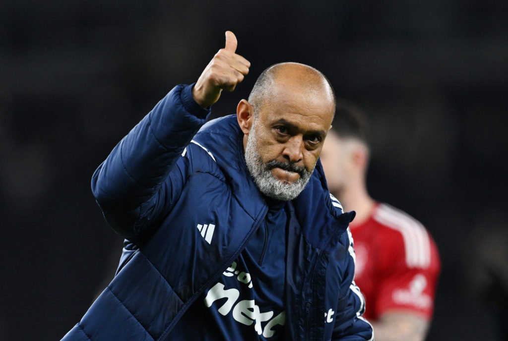 Nuno Espirito Santo gives a thumbs up after a Nottingham Forest game