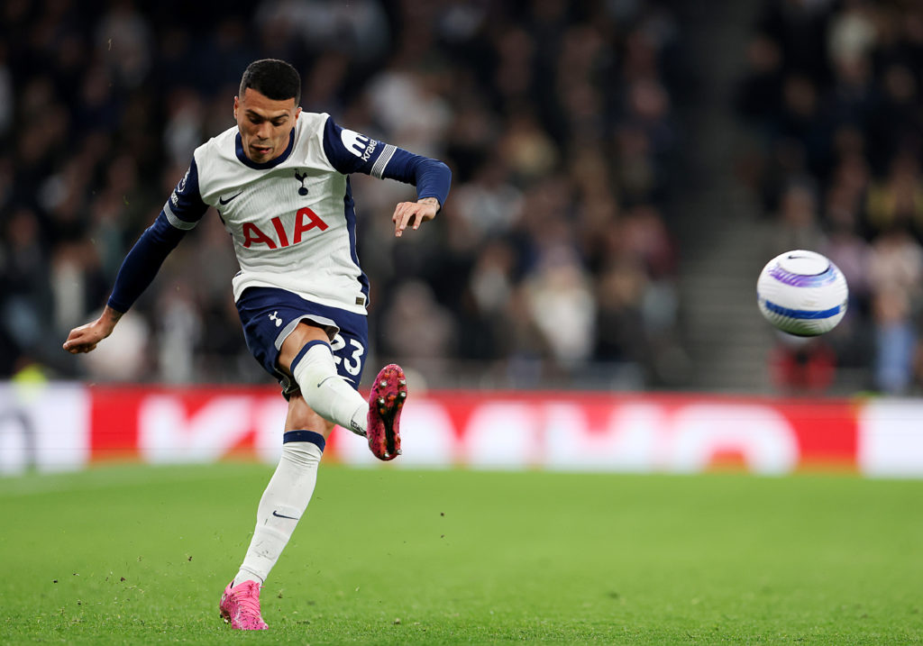 Pedro Porro in action during Tottenham Hotspur FC v Nottingham Forest FC - Premier League