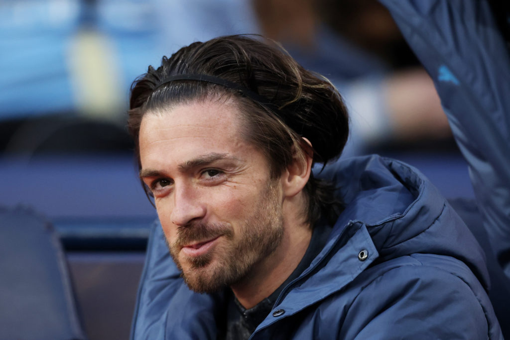 Jack Grealish on the bench during Manchester City FC v Aston Villa FC in the Premier League.
