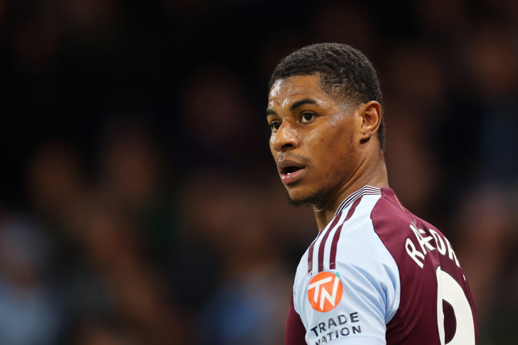 Marcus Rashford during a Premier League match for Aston Villa.