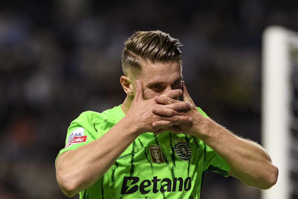 Arsenal target Viktor Gyokeres celebrating after scoring for Sporting CP