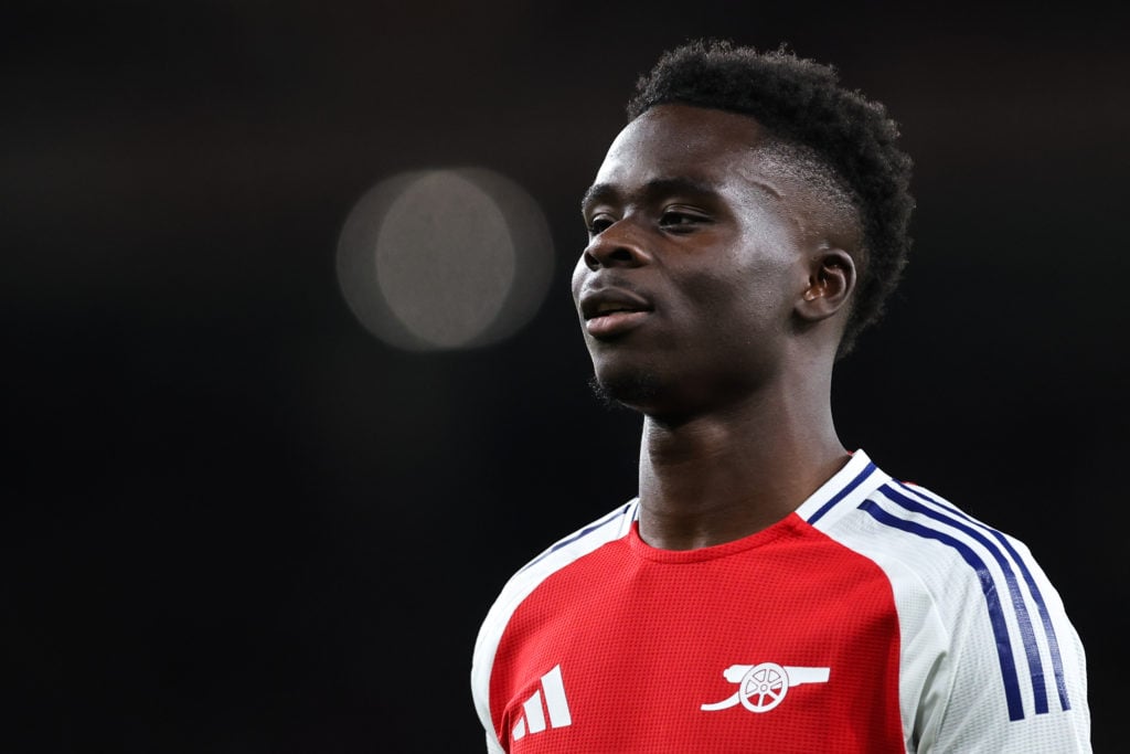 Bukayo Saka in action for Arsenal vs PSG