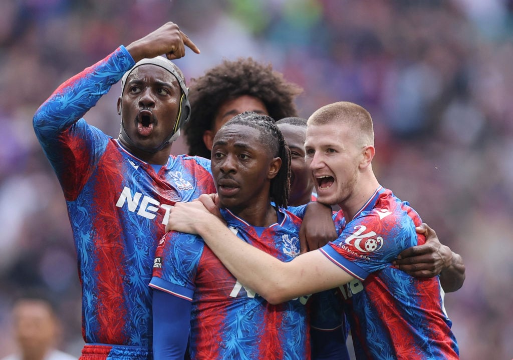 Eberechi Eze celebrates during Crystal Palace v Aston Villa - Emirates FA Cup Semi Final