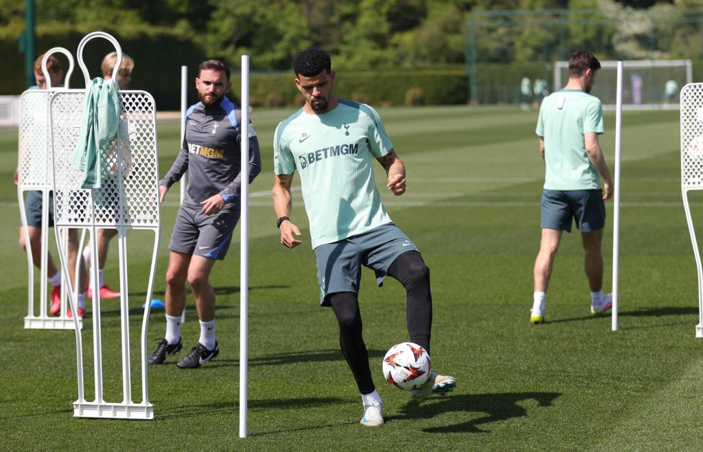 Tottenham Hotspur Training Session And Press Conference - UEFA Europa League 2024/25 Semi Final First Leg