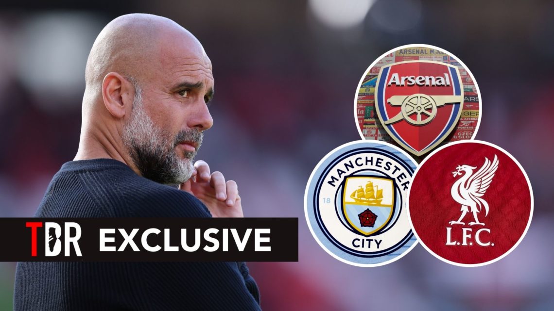 Josep 'Pep' Guardiola, manager of Manchester City, looks on prior to the Premier League match between Manchester United FC and Manchester City FC. ...