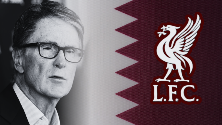 FSG principle owner John Henry superimposed over a Qatar flag and the Liverpool badge
