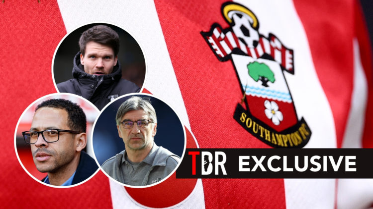 The Southampton badge is seen next to the remembrance poppy during the Premier League match between Wolverhampton Wanderers FC and Southampton FC a...